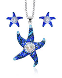 Conjunto Asteroidea Azul de Prata 925 com Cristais Swarovski - Cuaupili